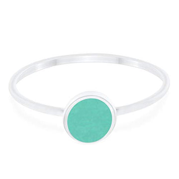 Petite Dainty Ring Round Simulated Turquoise CZ 925 Sterling Silver